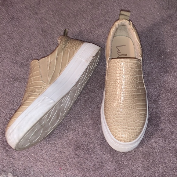 Lulus Croc Embossed Platform Slip On Sneakers - color Nude - Picture 2 of 11